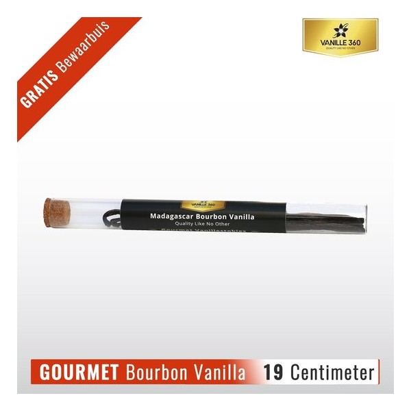 Vanillestokjes Premium Bourbon | 19 cm (5 stuks) + Gratis Glazen Bewaarbuis