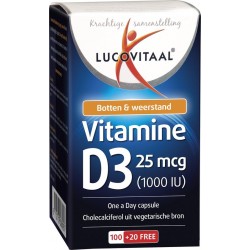 Lucovitaal Vitamine D3 25 microgram Voedingssupplement - 120 Capsules