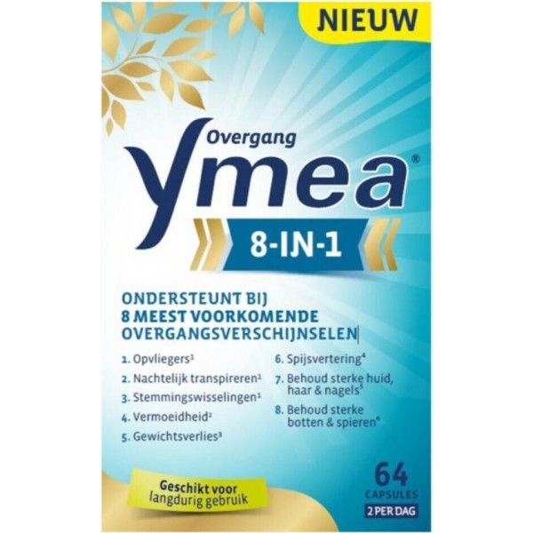 Ymea Overgang 8 in 1 – Ondersteunt bij 8 overgangsverschijnselen – Voedingssupplement - 64 capsules