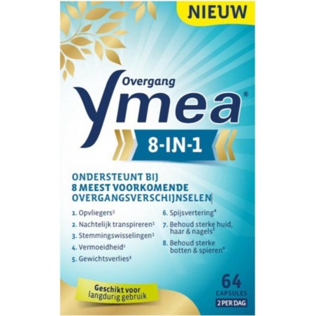 Ymea Overgang 8 in 1 – Ondersteunt bij 8 overgangsverschijnselen – Voedingssupplement - 64 capsules