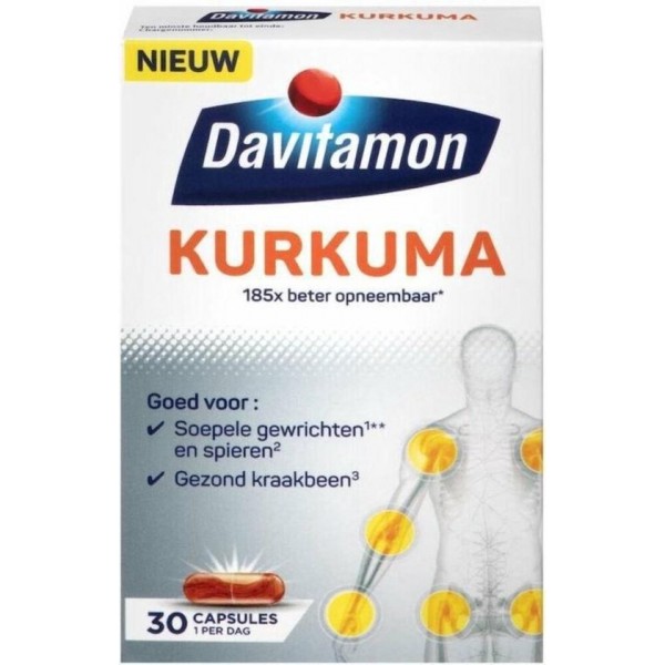 Davitamon Kurkuma - Kurkuma met vitamine C en vitamine D -  Voedingssupplement  - 30 kurkuma capsules