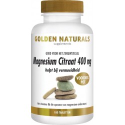 Golden Naturals Magnesium Citraat 400 mg (180 veganistische tabletten)