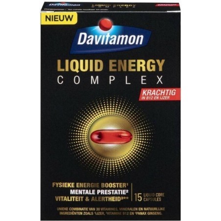 Davitamon Liquid Energy Complex -  Energiesupplement met Vitamine B12 en Ijzer - Voedingssupplement - 15 capsules