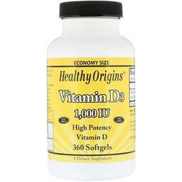 Vitamine D3 1000 IU (360 gelcapsules) - Healthy Origins