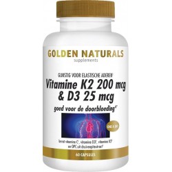 Golden Naturals Vitamine K2 200 mcg & D3 25 mcg (60 vegetarische capsules)