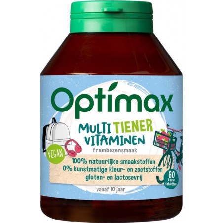 Optimax Scholieren Mutlivitaminen Weerstand - Framboos - 60 kauwtabletten