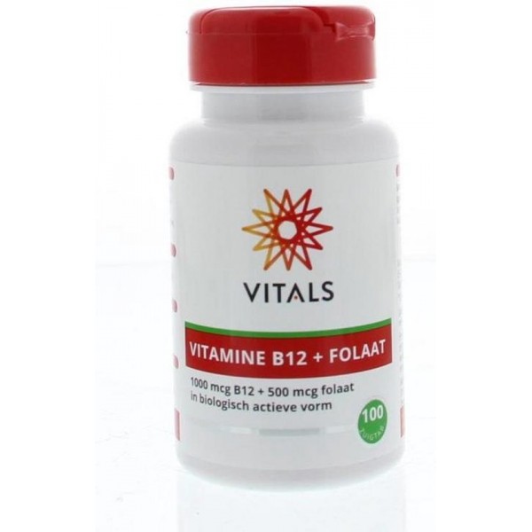 Vitals Vitamine B12 + folaat 500 mcg Voedingssupplementen - 100 zuigtabletten