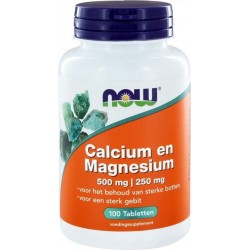 Now Foods - Calcium & Magnesium - 500 mg Calcium / 250 mg Magnesium per Tablet - 100 Tabletten