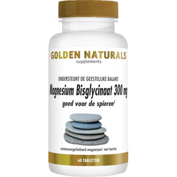 Golden Naturals Magnesium Bisglycinaat 300 mg (60 veganistische tabletten)