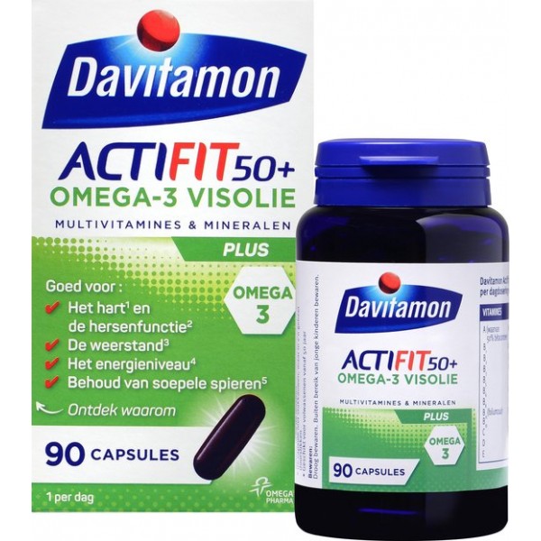 Davitamon Actifit 50+ Omega3 visolie - Multivitamine voor 50 plussers  - 90 capsules - Voedingssupplement