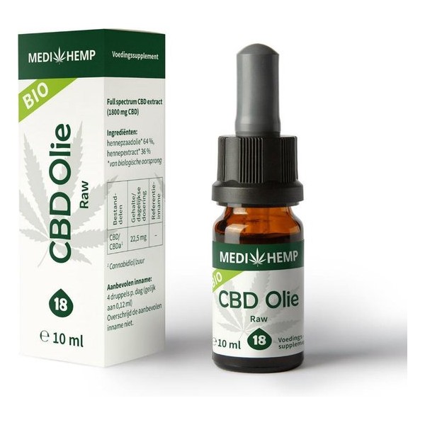 Medihemp CBD olie raw - 18% - 10ml