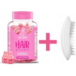 Hair Vitamins SweetBunnyHare Biotine - Haar Vitamine 60 Stuks + Tangle Mouse Borstel All White