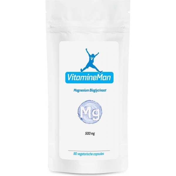 VitamineMan Magnesium Bisglycinaat 500 mg ★ Voor Spieren ★ Botten ★ Zenuwstelsel ★ Ontspanning ★ 90 capsules ★ Supplement