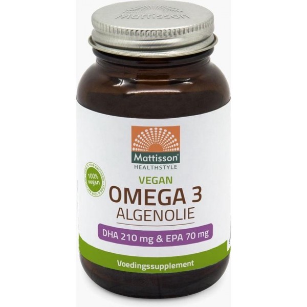 Mattisson / MT1472 Plantaardige Vegan Omega 3 Algenolie DHA 210mg / EPA 70mg 60 vcaps.