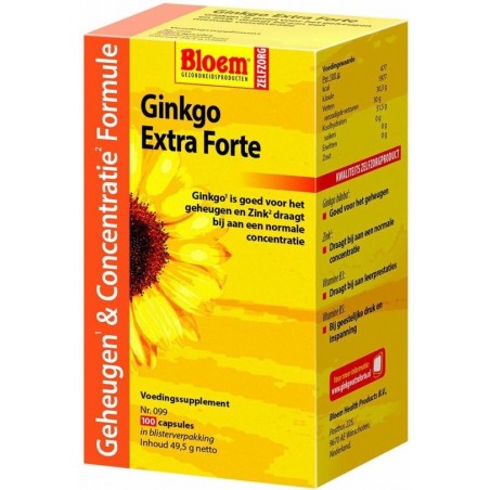 Bloem Ginkgo Extra Forte - 100 Capsules - Voedingssupplement