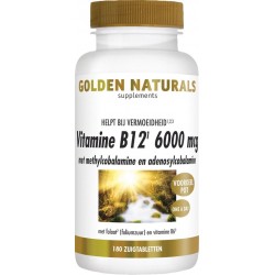 Golden Naturals Vitamine B12 6000 mcg (180 veganistische zuigtabletten)