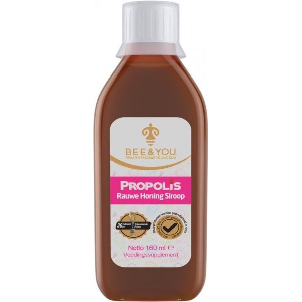 Bee&You Propolis Rauw Honing Siroop | Alcohol Vrij (150 ml)