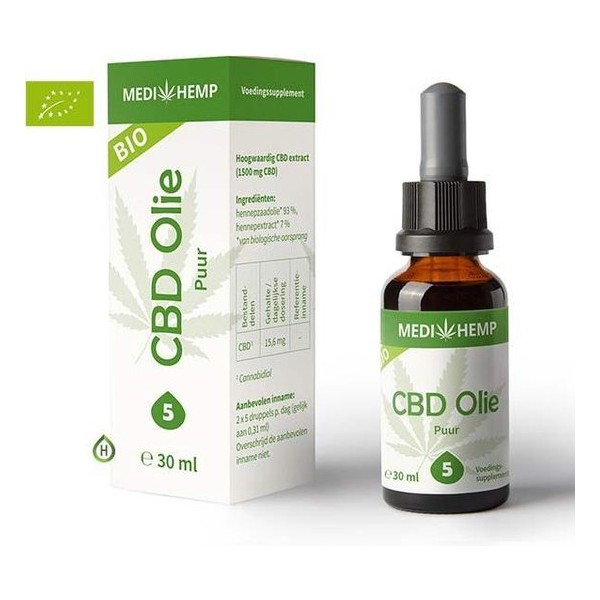 Medihemp CBD olie puur - 5% - 30 ml