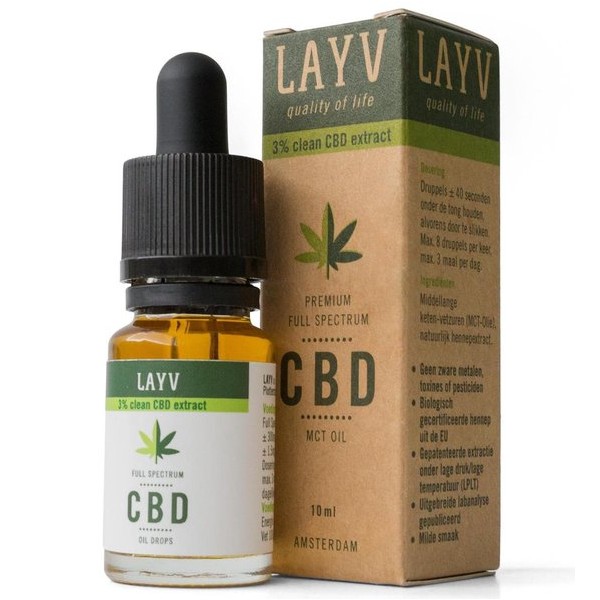 LAYV CBD Olie Full Spectrum 3% 300 MG 10 ML