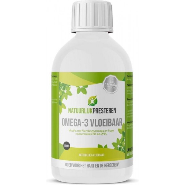 Natuurlijk Presteren Omega-3 Vloeibaar - Vloeibare visolie met frambozensmaak - 250 ml 1 x 250 ML