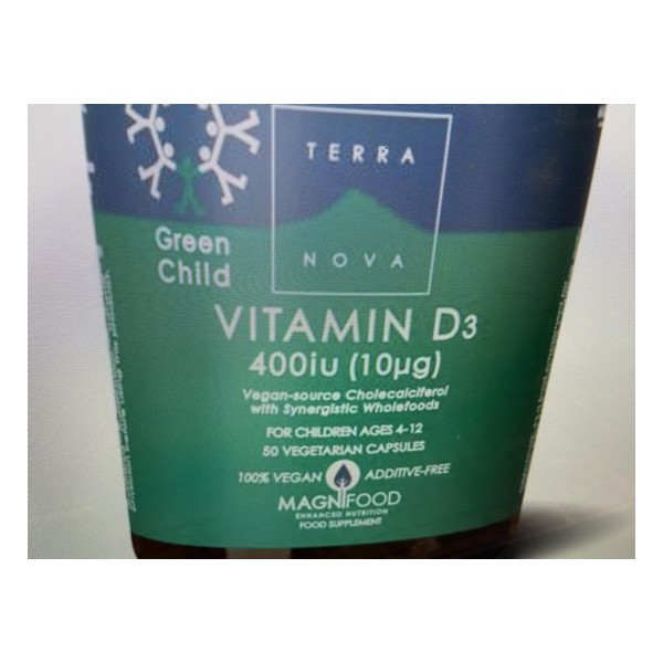 Terranova Green child vitamin D3 400 IU Inhoud: 50 vcaps