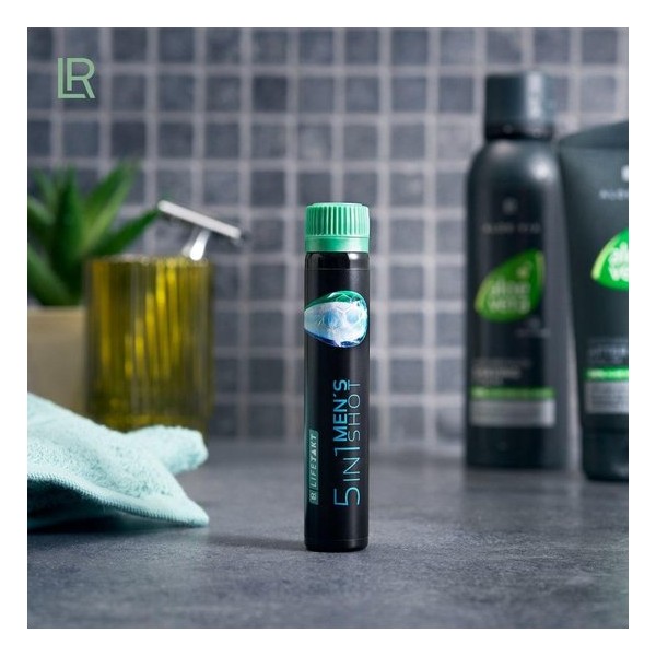 5 in 1 men's shot: pure energie / gezonde huid / vol haar / spieropbouw en krachtige potentie.