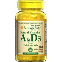 Puritan's Pride A & D Natural vitamins 100 Softgels 4301