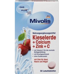 Mivolis Silica + calcium + zink + C, zuigtabletten (30 stuks)