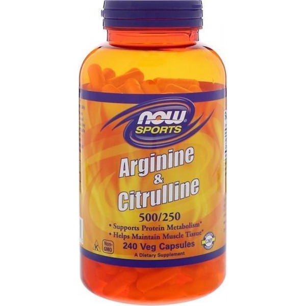 Arginine & Citrulline- 500/250 mg (240 Vegetarian Capsules) - Now Foods