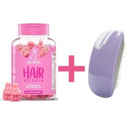 Hair Vitamins SweetBunnyHare Biotine - Haar Vitamine 60 Stuks + Tangle Mouse Borstel Soft Lavender/Silver Stone