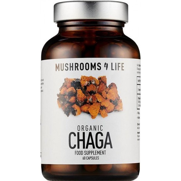 Mushrooms4Life / Chaga Paddestoel Biologisch – 60 caps