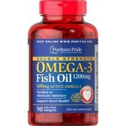 Puritan's Pride Double Strength Omega-3 Fish Oil 1200 mg/600 mg Omega-3 - 90 softgels