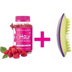 Sweet Gummy Bears Haarvitamines (60 Stuks) + GRATIS Tangle Mouse Ontwarborstel Purple Lime Combi