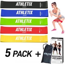 Athletix® - Weerstandsbanden Set van 5 - Met Gratis Draagtas en Oefeningen