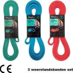 Kaytan - 3 weerstandsbanden set - Resistance bands - Fitness elastieken - Power band 15, 25 en 35 kg