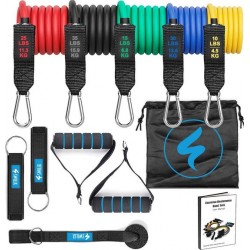 SWILIX ® -  Resistance Band Set - Fitness Elastiek - Weerstandsbanden - Handvaten - Enkelbanden - Draagtas - 11 Stuks