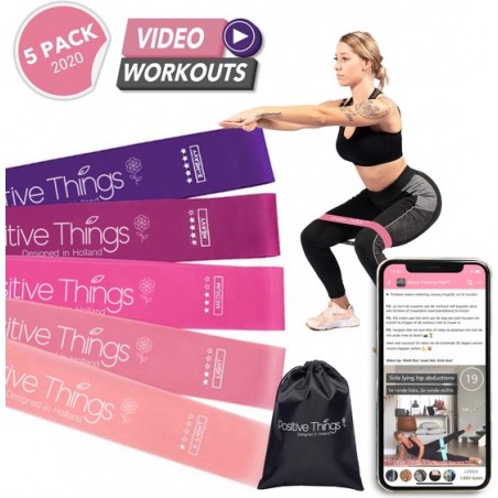 Positive Things - Resistance Bands - Fitness Elastieken Set van 5 - Roze