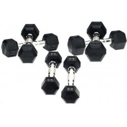 Hexa Dumbells - 2 x 1 kg - Zilver/Zwart