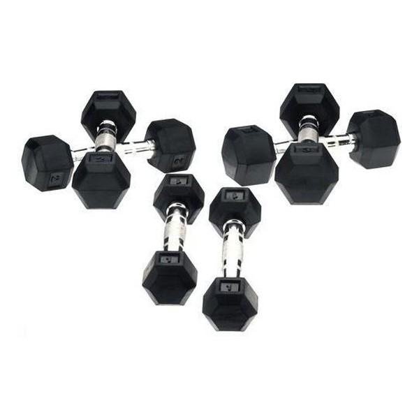 Hexa Dumbells - 2 x 1 kg - Zilver/Zwart