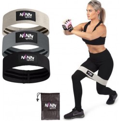 NINN Sports Weerstandsbanden set van 3 Grijs - Bootybands - Weerstandsband - Resistance bands- Fitnessband