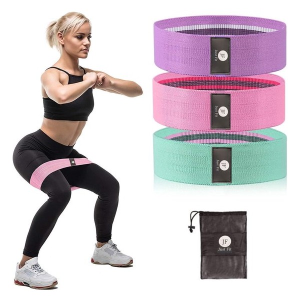 Just Fit - Weerstandsbanden set van 8 - Resistance bands - Fitness Elastiek - (Licht, Medium & Zwaar) Incl. Draagtas