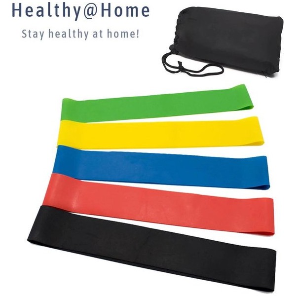 Healthy@Home - 5 Weerstandsbanden - Beginner tot Expert - Fitnessband - Fitness elastiek - Yoga banden