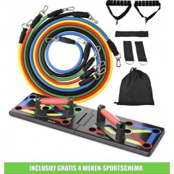 Push Up Bord - Gratis Resistance band Set - Push up Bars - Push up Grips - Fitness Elastiek - 12 in 1 - Gratis Sport Schema