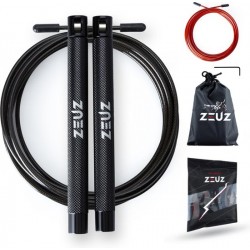 ZEUZ® Professioneel Crossfit & Fitness Springtouw – Verstelbaar – Speed Rope – Volwassenen – Zwart