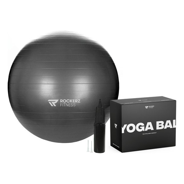 Fitness bal - Yoga bal - Fitness bal 90 cm - Pilates bal - Gymbal - Gymbal 90 cm - Zitbal - Kleur: Zwart - Beste Fitnessbal 2020