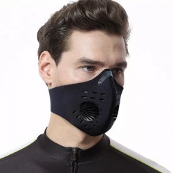 hoge kwaliteit Masker zwart incl. 1 x filter Voor Op De Fiets Of Motor - Ademend Ventielmasker - Fijnstof Mondkapje sportmask