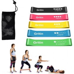 Gritin - Resistance Band Set - 5x verschillende weerstandniveaus - Gratis draagtas