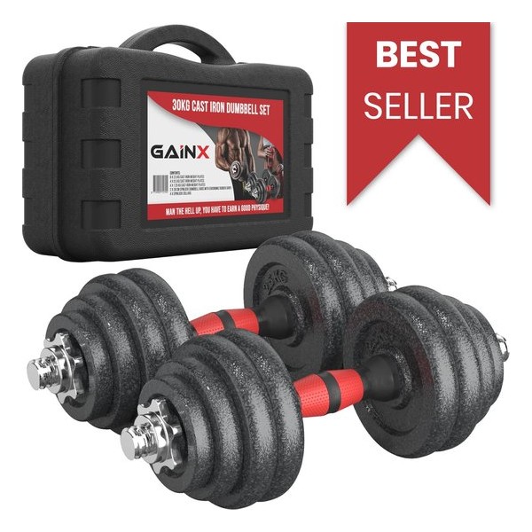 GainX® dumbells set - Halterset - Dumbbells - Gietijzer - Dumbell - Dumbbell - 30kg aan gewichten