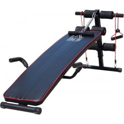 HOMCOM Sit-up bank buikspieren trainer - verstelbaar - zwart/rood 56,5 x 135 x 50-68cm