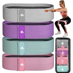 SWILIX ® Resistance band - weerstandsbanden - Booty Band -  Fitness Elastieken Voor Benen en Billen - Fitness Banden - Set van 4